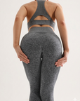 Women's Gray 2 Piece Workout Set Seamless Sports Bra & High Waist Yoga Leggings Activewear