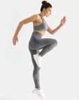 Women's Gray 2 Piece Workout Set Seamless Sports Bra & High Waist Yoga Leggings Activewear
