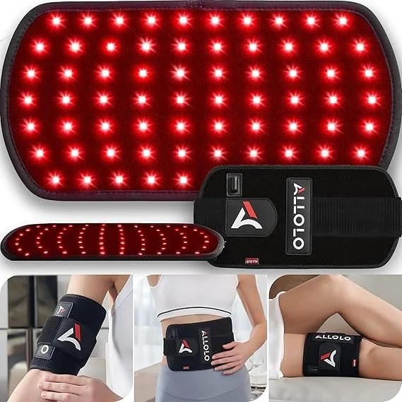 ALLOLO Red Light Therapy for Body, 3-in-1 LEDs Red Light Therapy Belt with Timer Remote Control, 660nm&amp;850nm Infrared Light Therapy Pad for Body Waist Shoulder Knee, 70pcs LED 12.6″*6.3″ Large Area