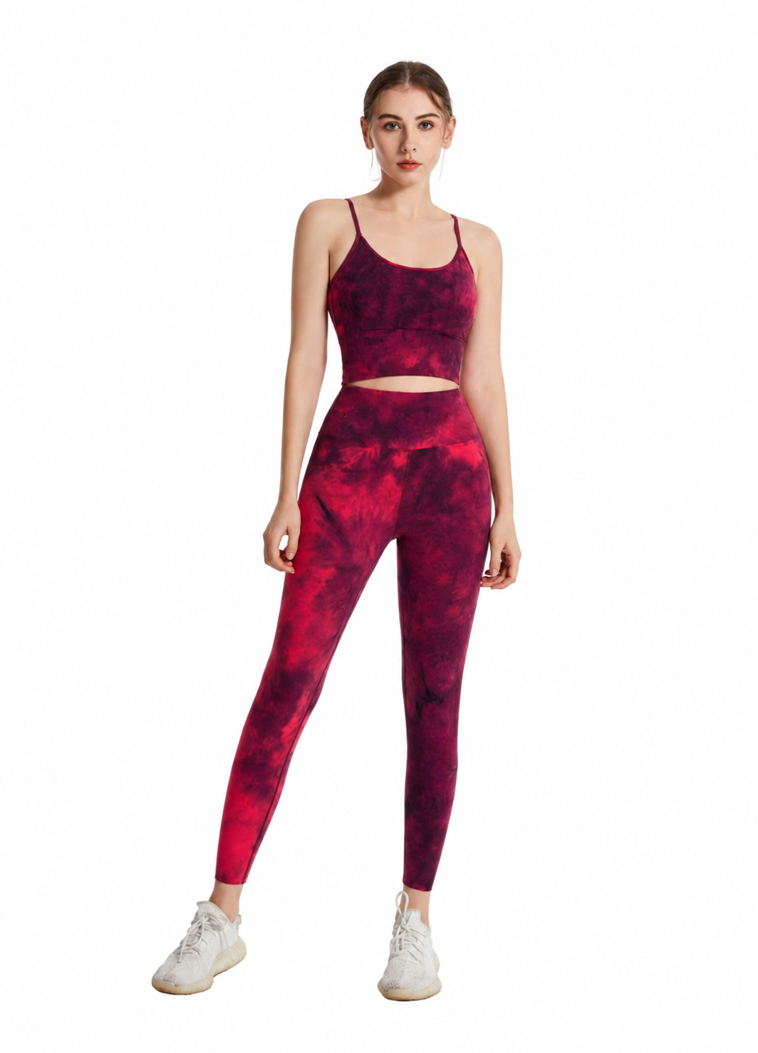 Women's Tie Dye Sports Bra &amp; High Waist Butt Lifting Yoga Leggings Set | Stretchy 2 Piece Activewear