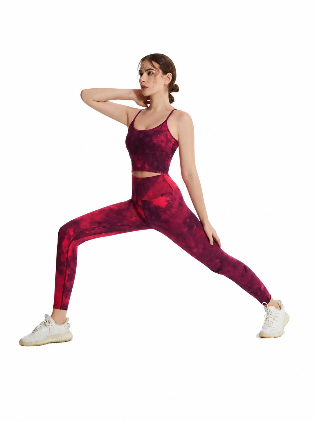 Women's Tie Dye Sports Bra &amp; High Waist Butt Lifting Yoga Leggings Set | Stretchy 2 Piece Activewear