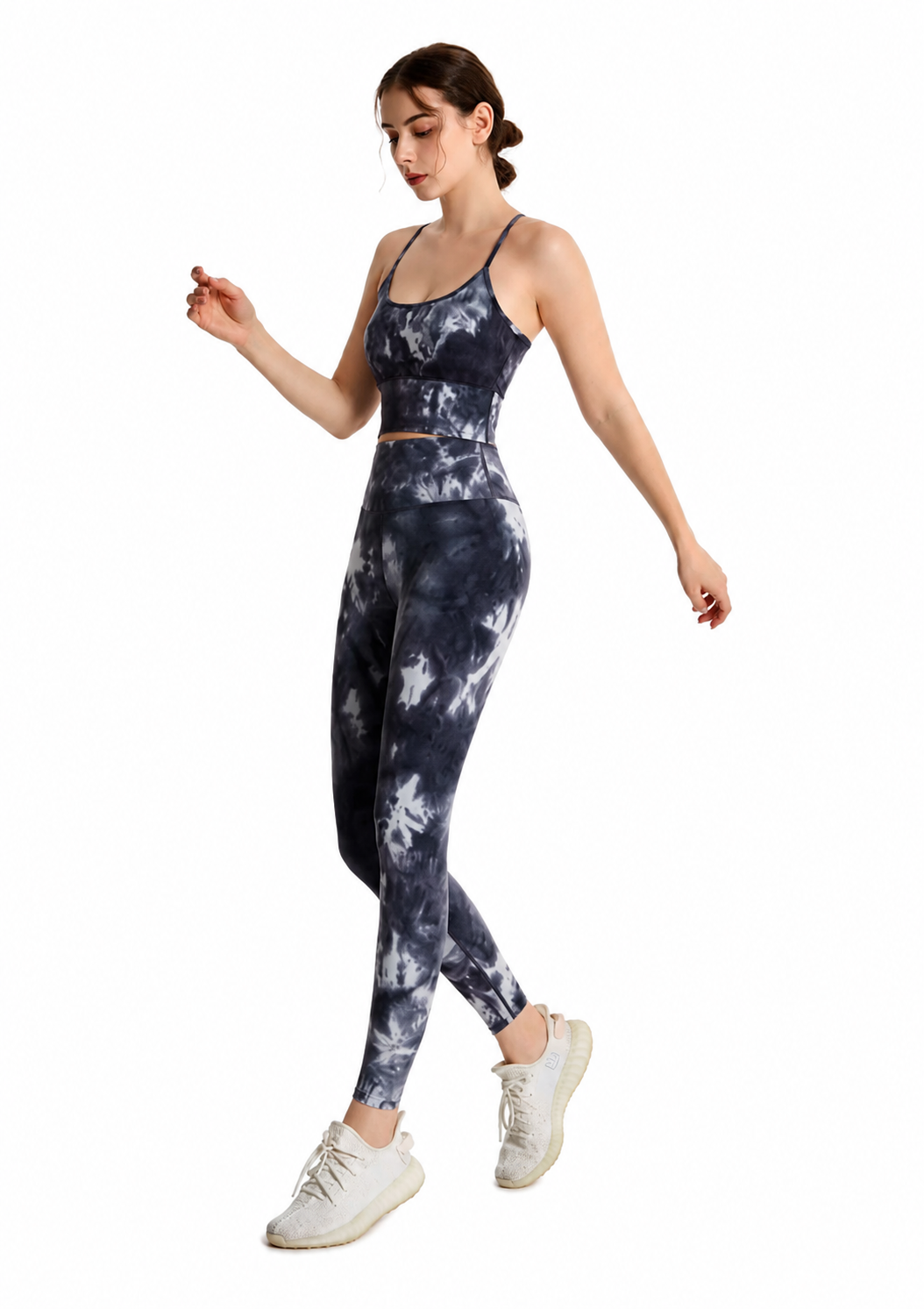 Women's Tie Dye Sports Bra &amp; High Waist Butt Lifting Yoga Leggings Set | Stretchy 2 Piece Activewear