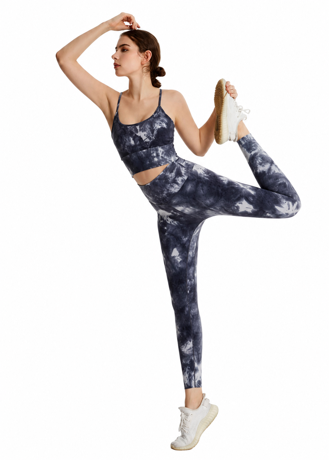 Women's Tie Dye Sports Bra &amp; High Waist Butt Lifting Yoga Leggings Set | Stretchy 2 Piece Activewear