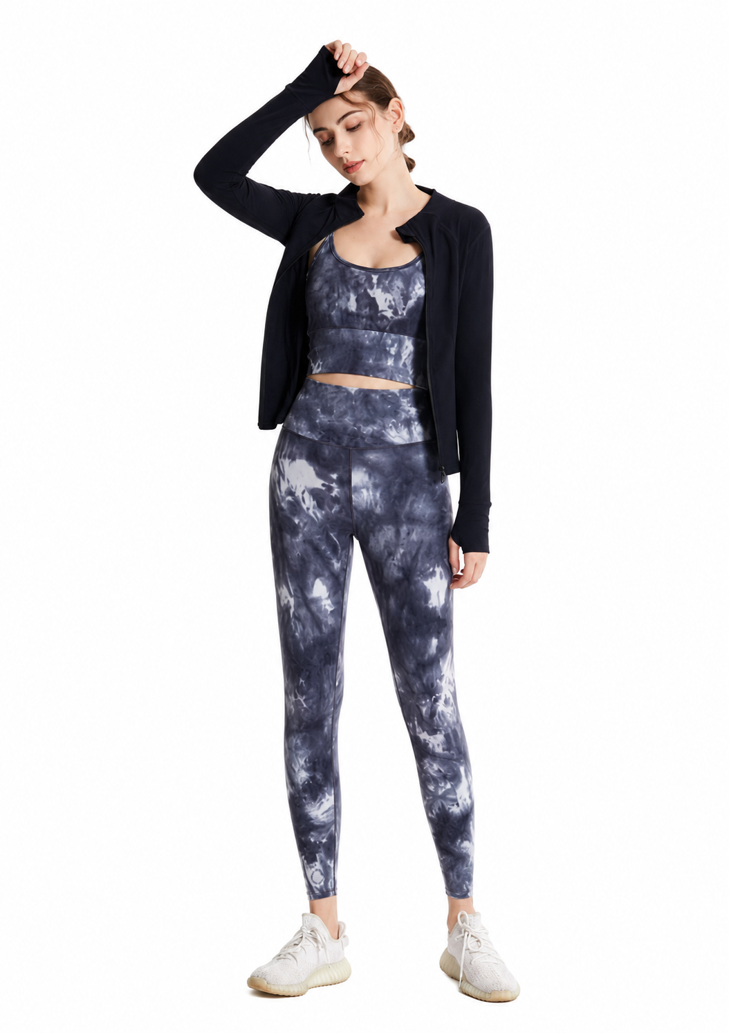 Women's Tie Dye Sports Bra &amp; High Waist Butt Lifting Yoga Leggings Set | Stretchy 2 Piece Activewear