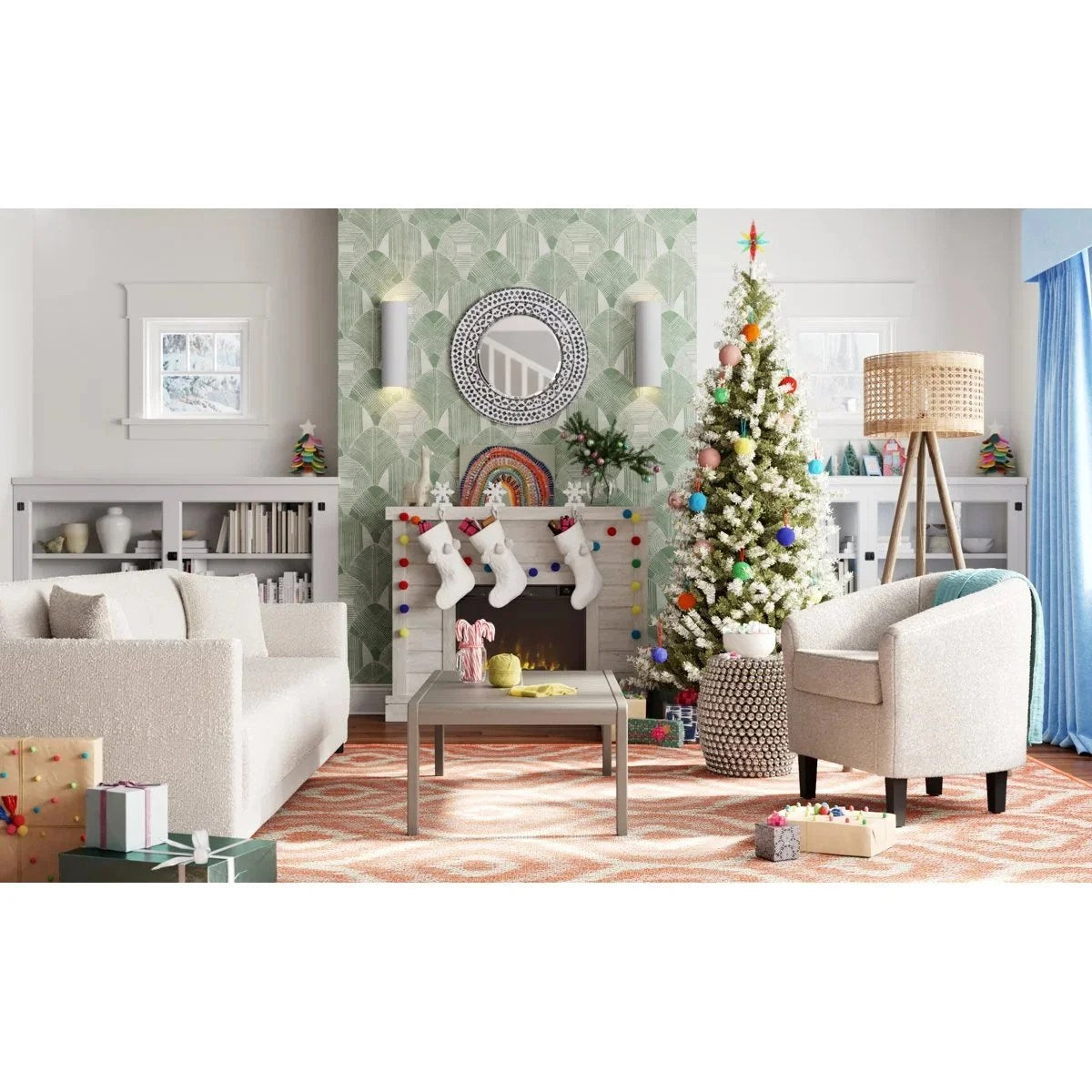 Alaya Wall Mounted Electric Fireplace Sands &amp; Stable Finishs